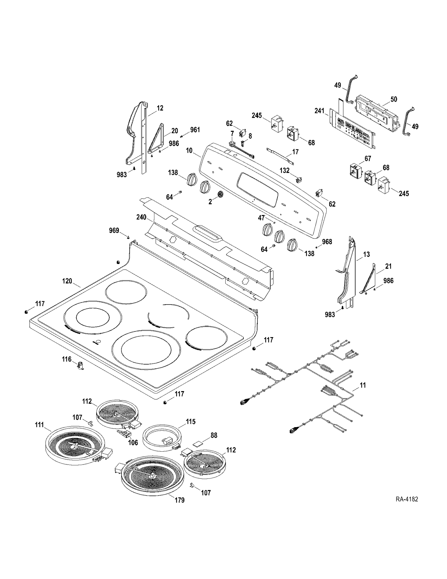 CONTROLS-COOKTOP Diagram and Parts List for JCBP790ST1SS  General Electric Range