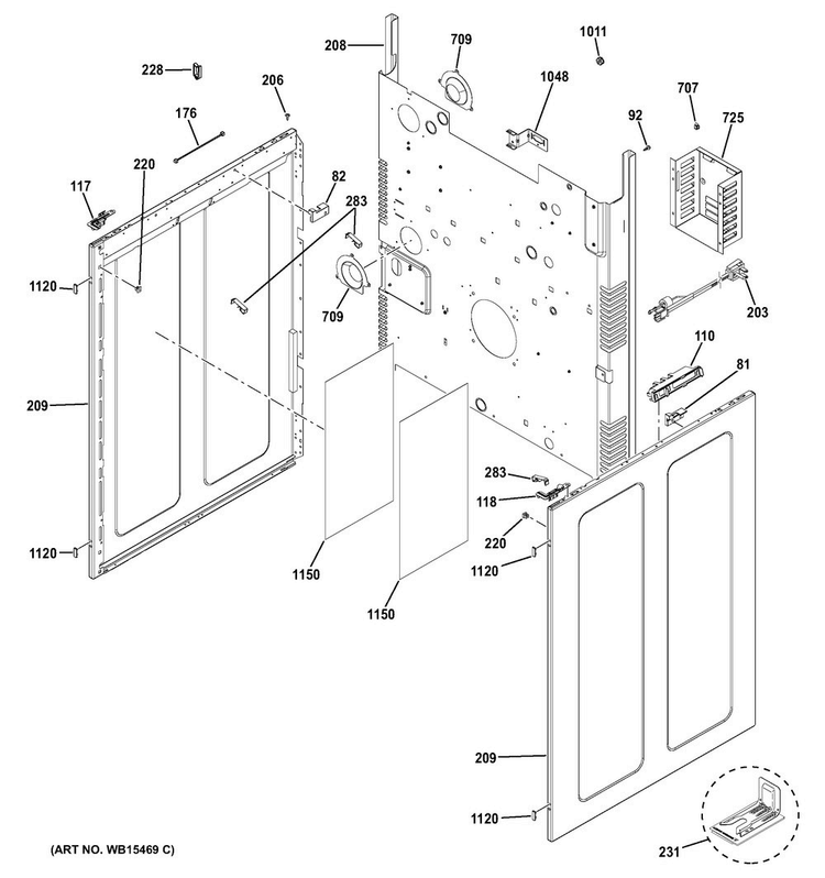 Body Parts Diagram and Parts List for PGB960SEJ3SS  General Electric Range