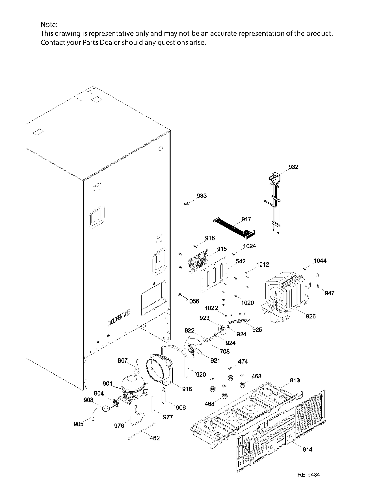 SEALED SYSTEM & MOTHERBOARD Diagram and Parts List for GNE21DSKAKSS  General Electric Refrigerator