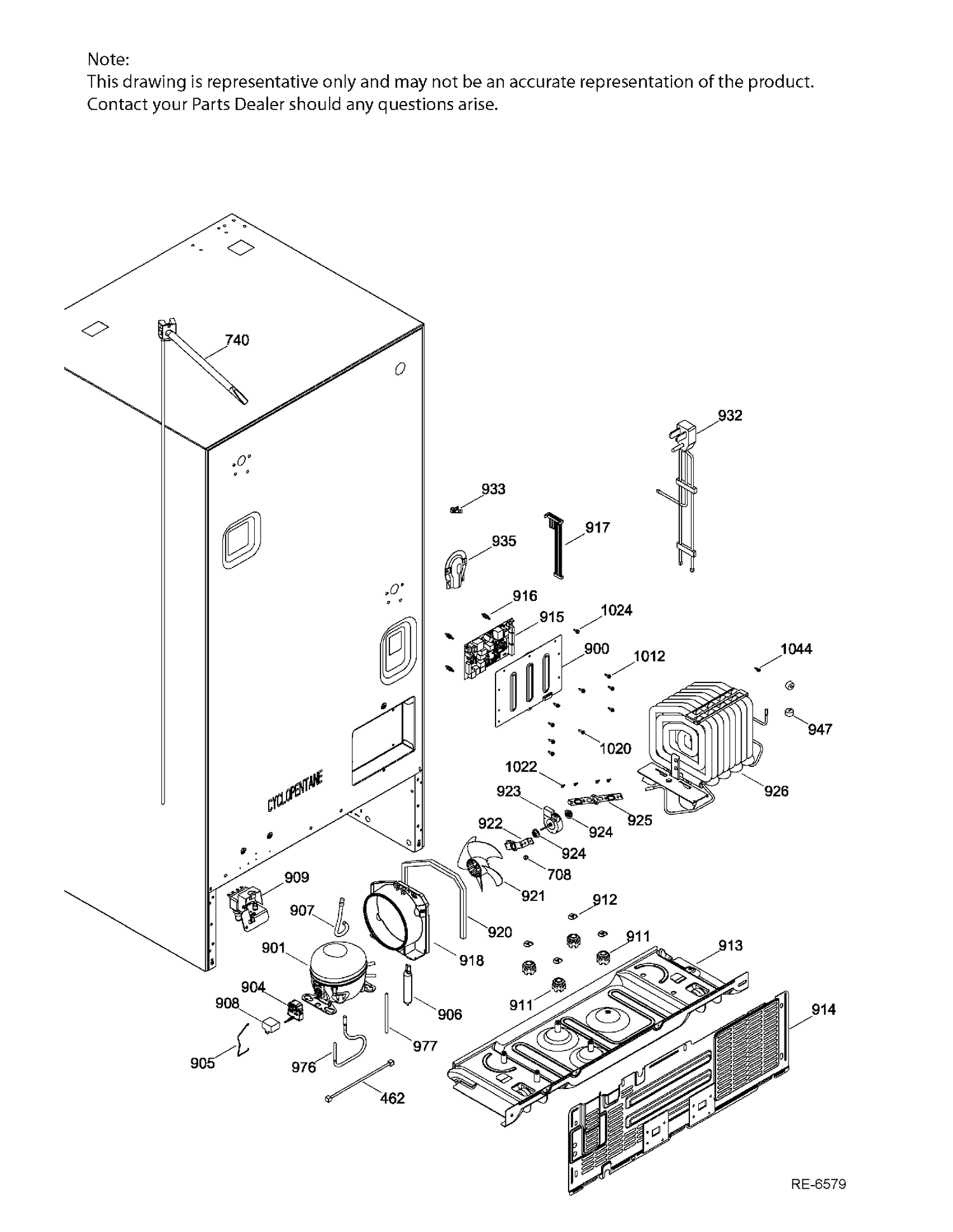 SEALED SYSTEM & MOTHERBOARD Diagram and Parts List for PNE21KGKAKWW  General Electric Refrigerator