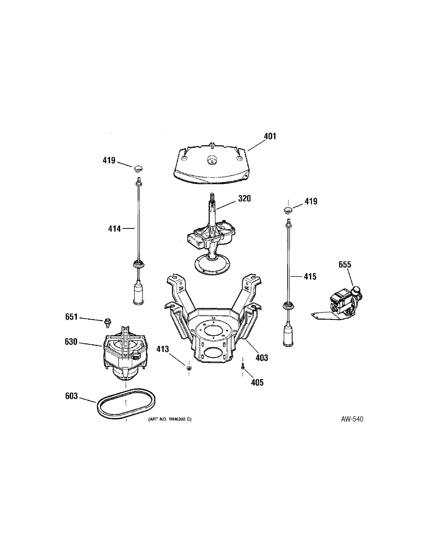 MOTOR Diagram and Parts List for 56251B1WW  General Electric Washer