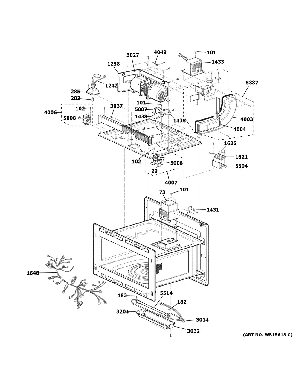 Insulator Parts Diagram and Parts List for CWB713P2N2S1  General Electric Microwave