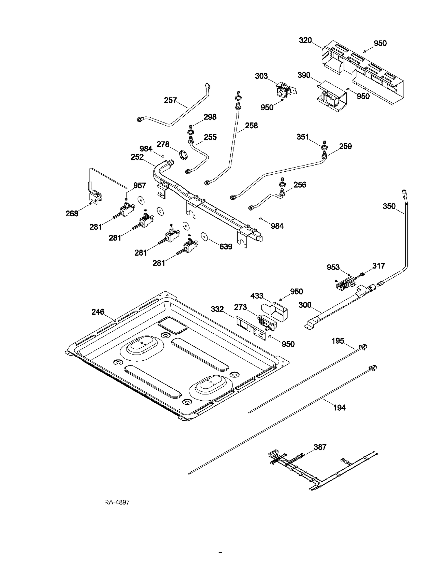 GAS SYSTEM & MANIFOLD PIPE Diagram and Parts List for JGAS730EL3WW  General Electric Range