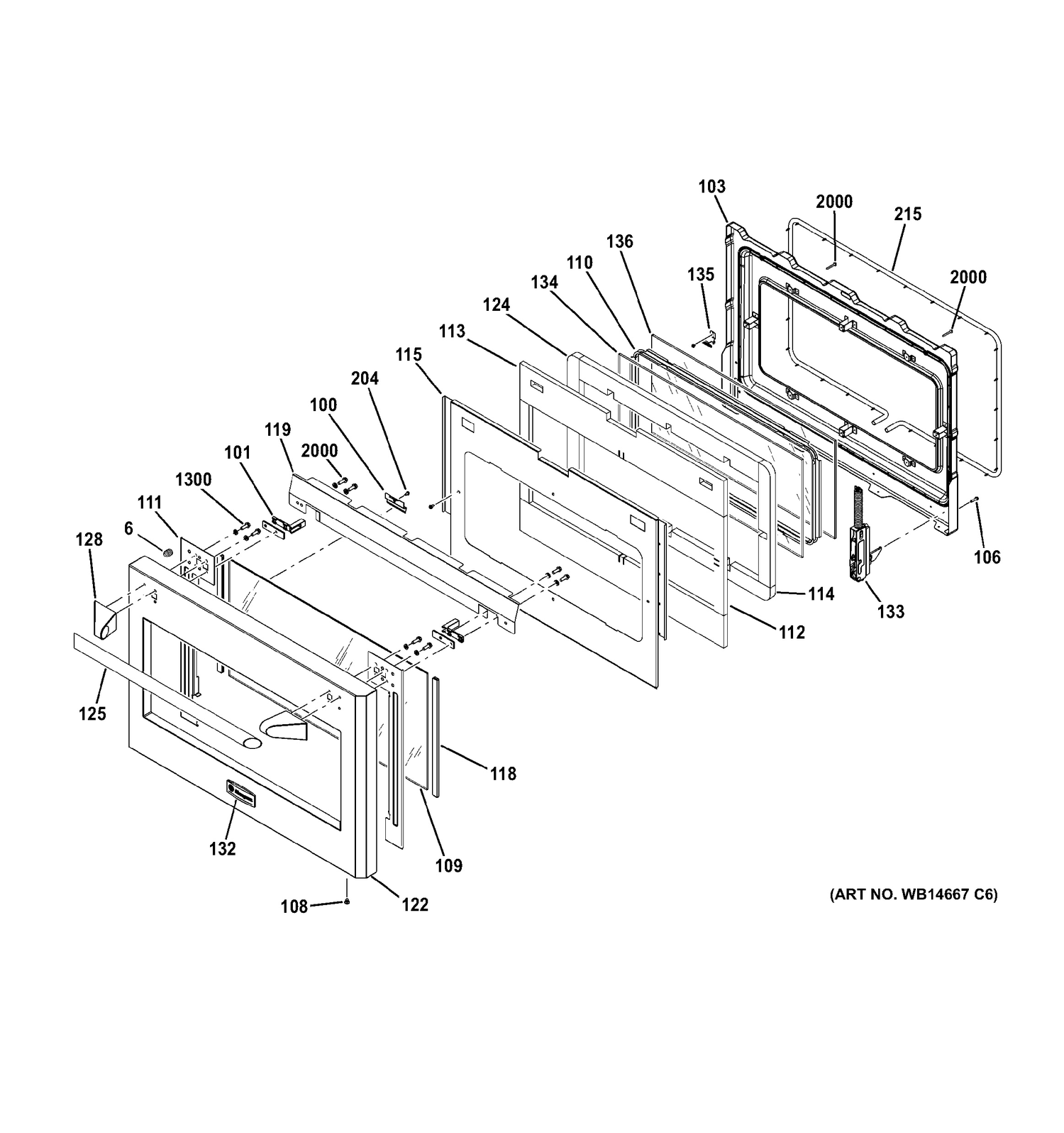 DOOR Diagram and Parts List for ZGP364LDR5SS  General Electric Range