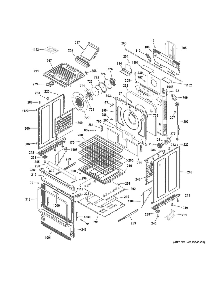 Body Parts Diagram and Parts List for JGS750SEF6SS  General Electric Range