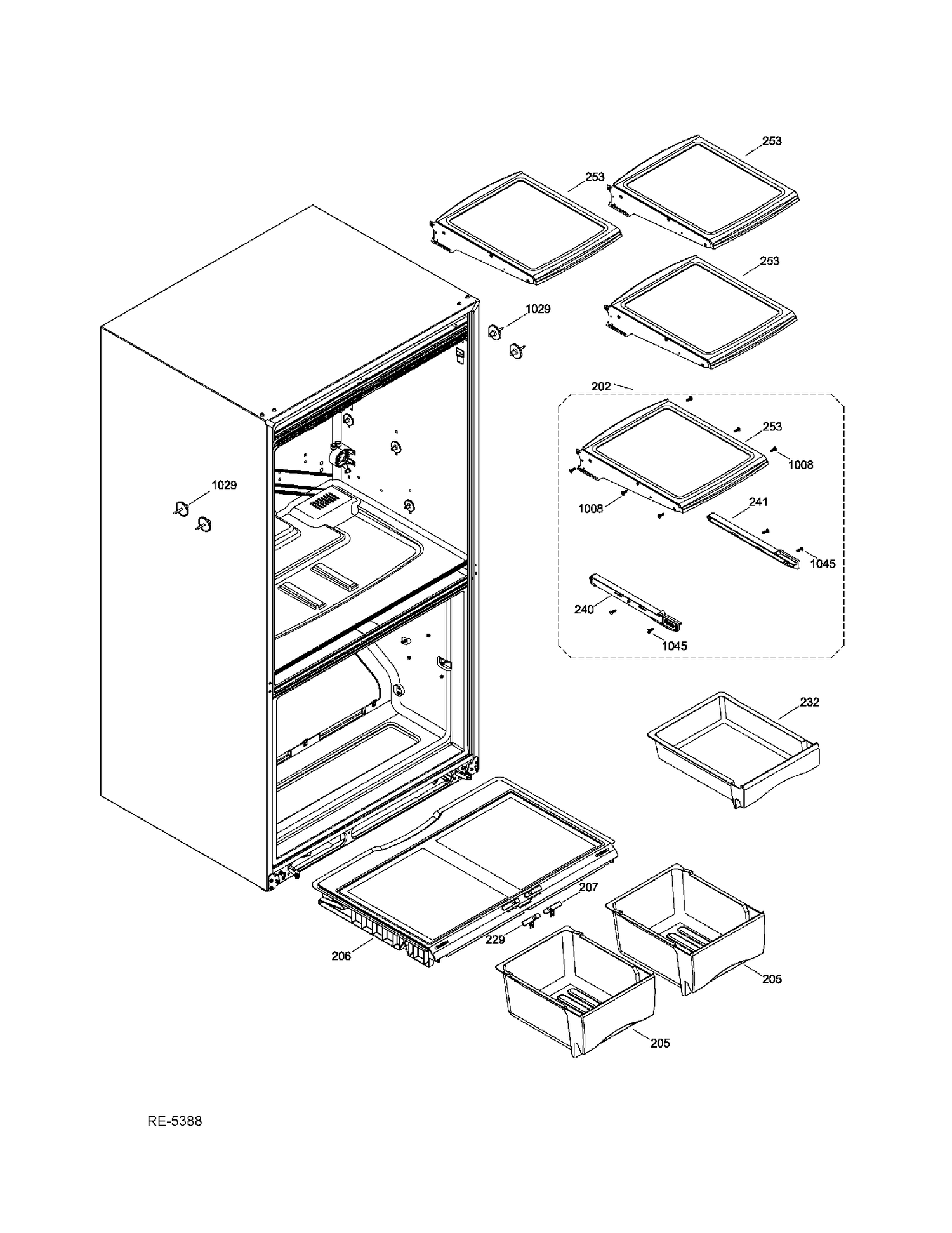 FF SHELVES Diagram and Parts List for GFRS2KBYHSS  General Electric Refrigerator