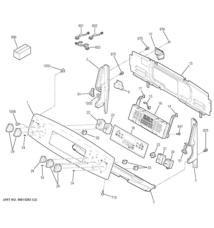 Control Panel Diagram and Parts List for JB750SF2SS  General Electric Range