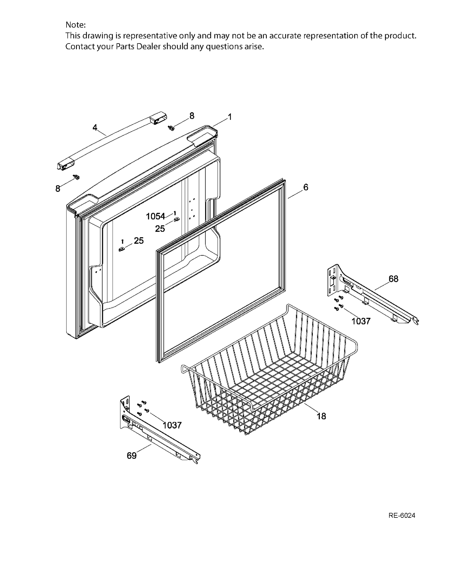 FZ DOOR Diagram and Parts List for GNR22DGEBFBB  General Electric Refrigerator