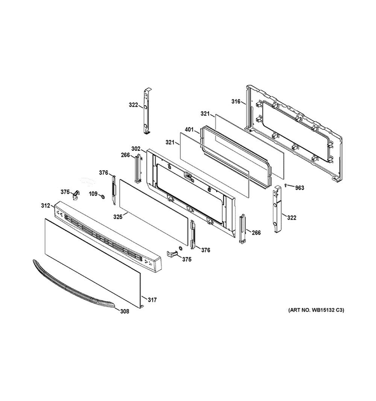 Upper Door Diagram and Parts List for JGB870DET3BB  General Electric Range