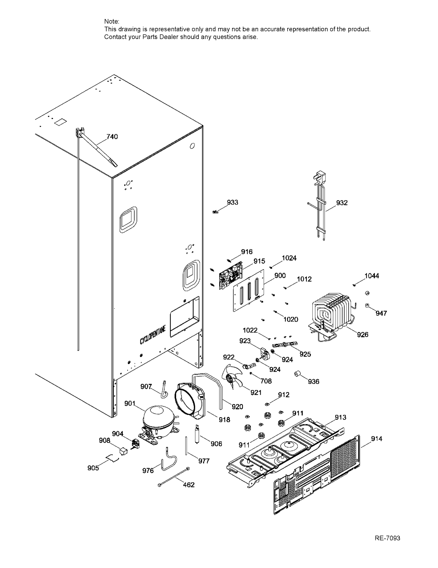 SEALED SYSTEM AND MOTHER BOARD Diagram and Parts List for GBE21AGKBKWW  General Electric Refrigerator