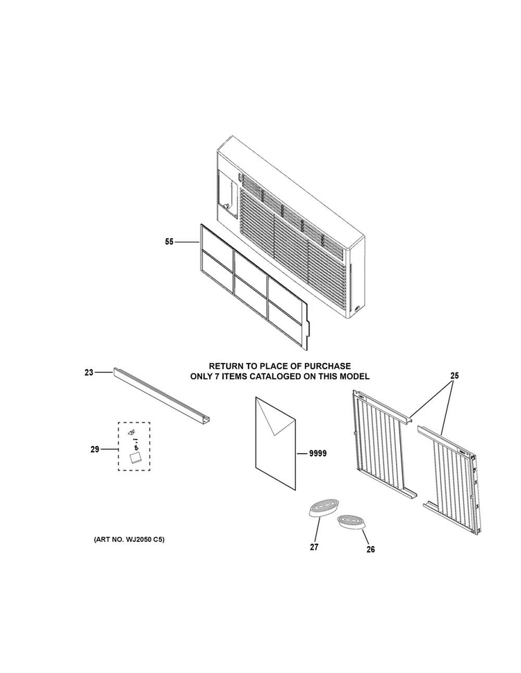 Room Air Conditioner Diagram and Parts List for AEL05LVQ2  General Electric Air Conditioner