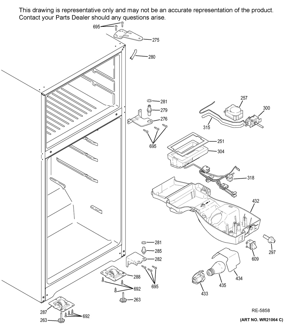 Ff Section Diagram and Parts List for JCBS660SF2SS  General Electric Refrigerator