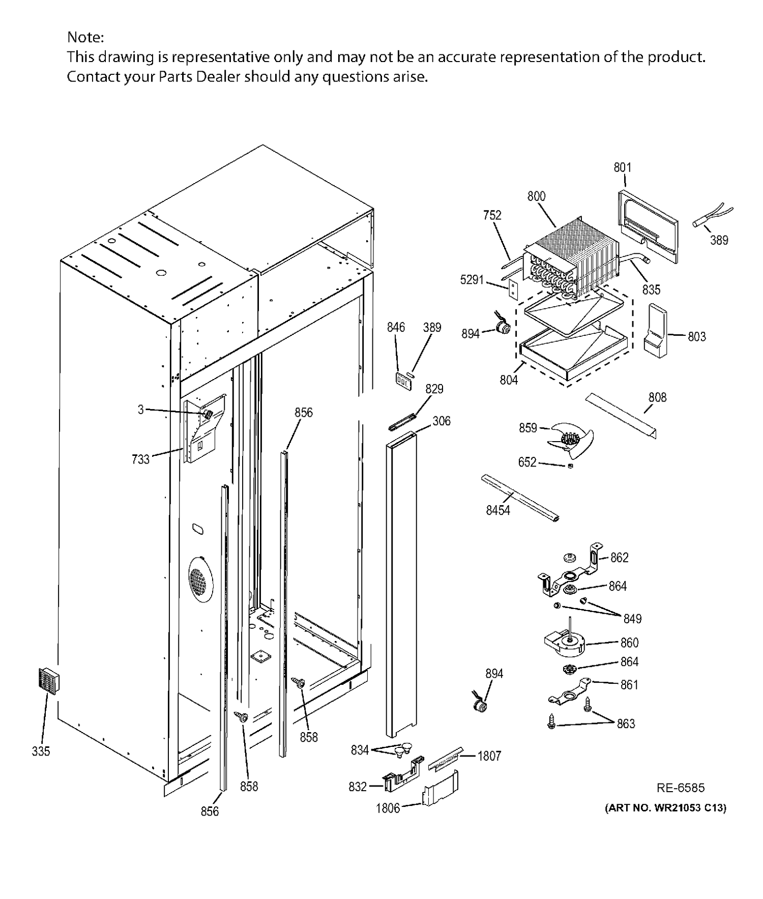 FZ SECTION Diagram and Parts List for ZISB480DXC  General Electric Refrigerator