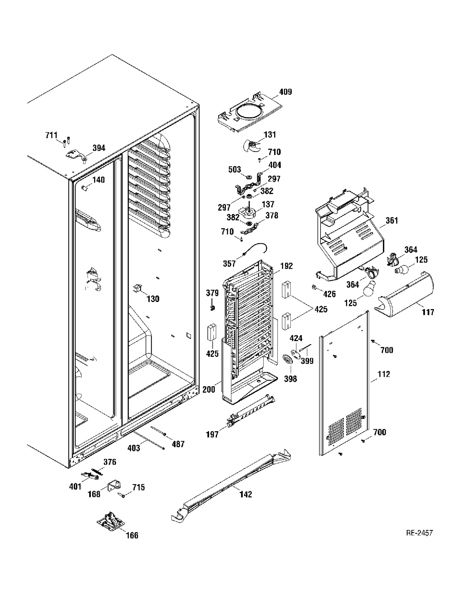 FZ SECTION Diagram and Parts List for PIR23MGTABV  General Electric Refrigerator