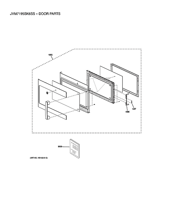 Door Parts Diagram and Parts List for JVM7195SK6SS  General Electric Microwave