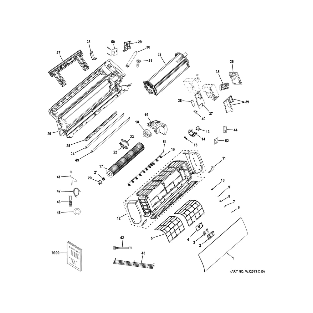 Room Air Conditioner Diagram and Parts List for QS18WP2BEA1  General Electric Air Conditioner