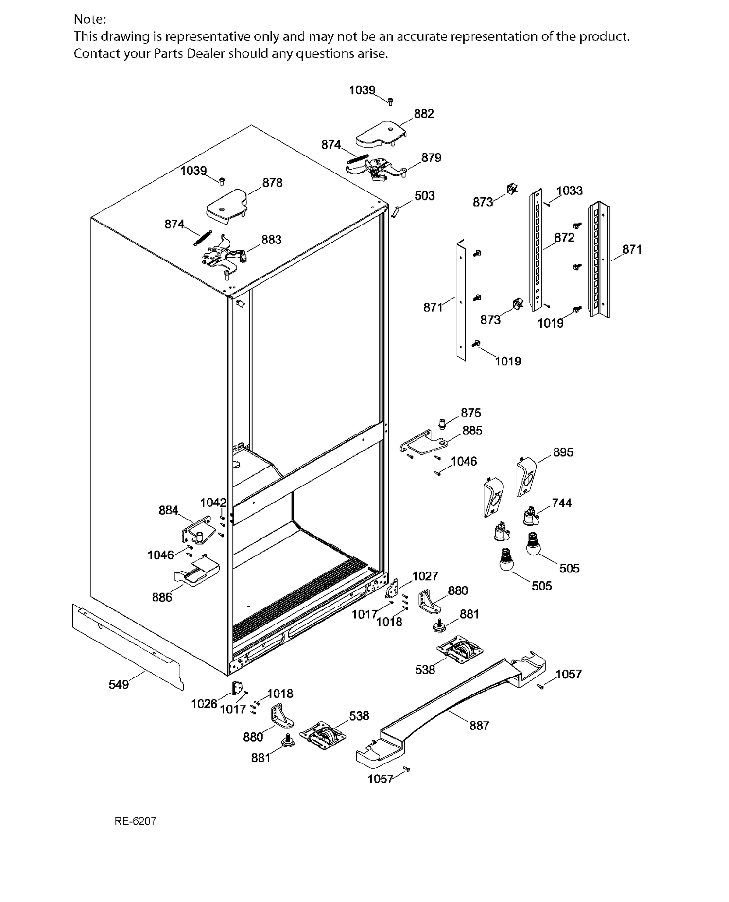 HINGE PARTS Diagram and Parts List for PNR22MSEBFES  General Electric Refrigerator