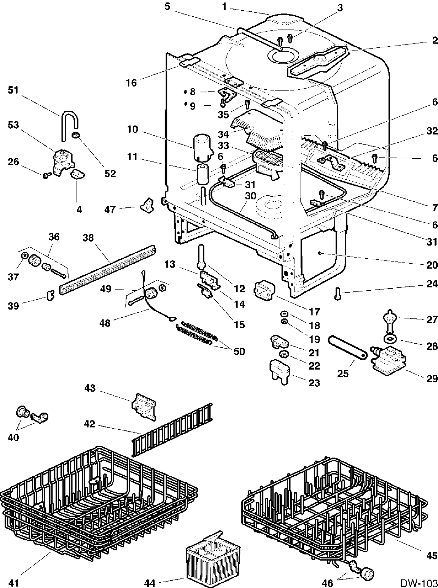 CABINET Diagram and Parts List for MRC3210ST149  General Electric Dishwasher