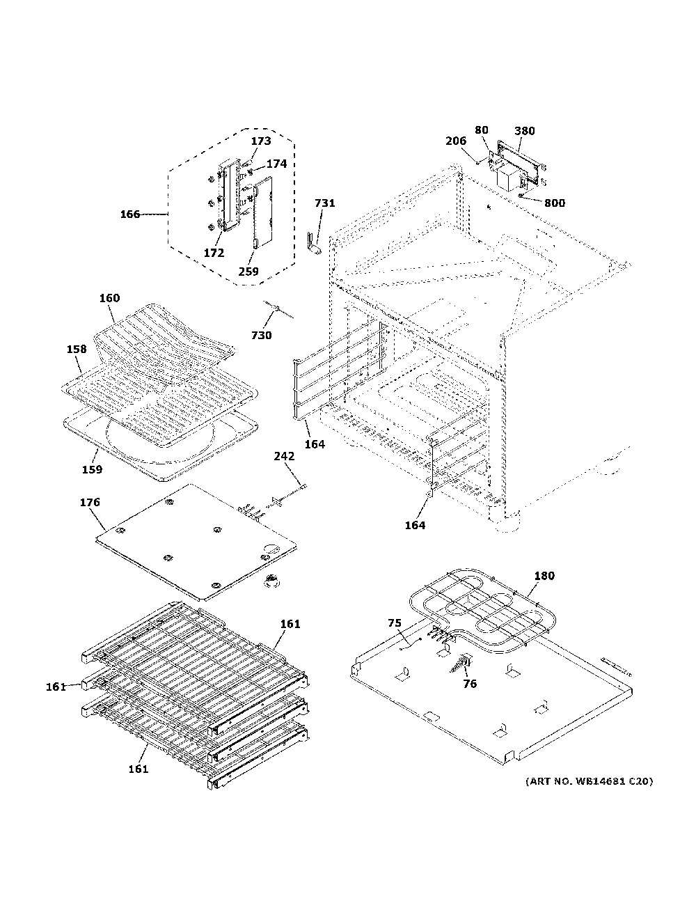 Oven cavity parts Diagram and Parts List for ZDP304NP8SS  General Electric Range