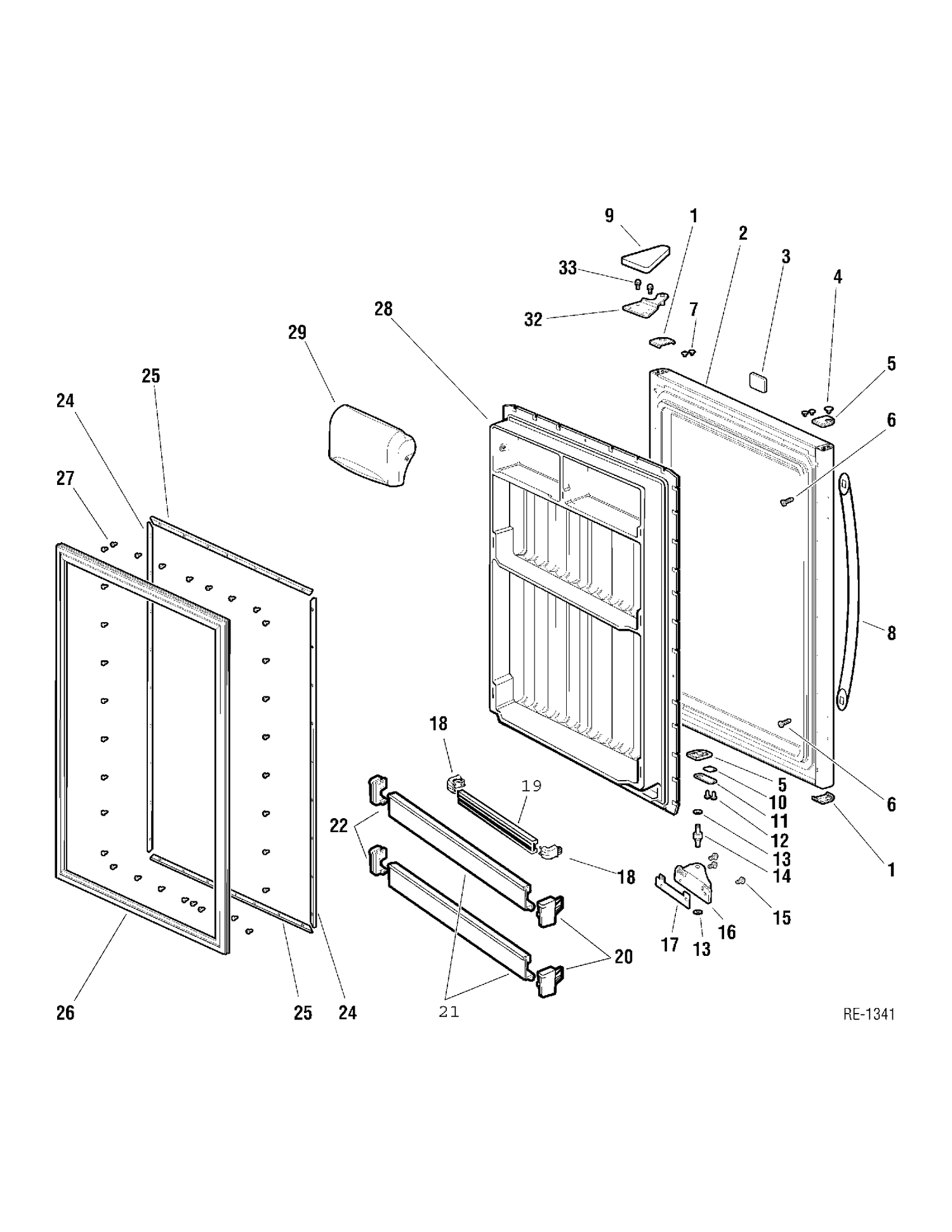REFRIGERATOR DOOR Diagram and Parts List for PLRB183CCK-2  General Electric Refrigerator