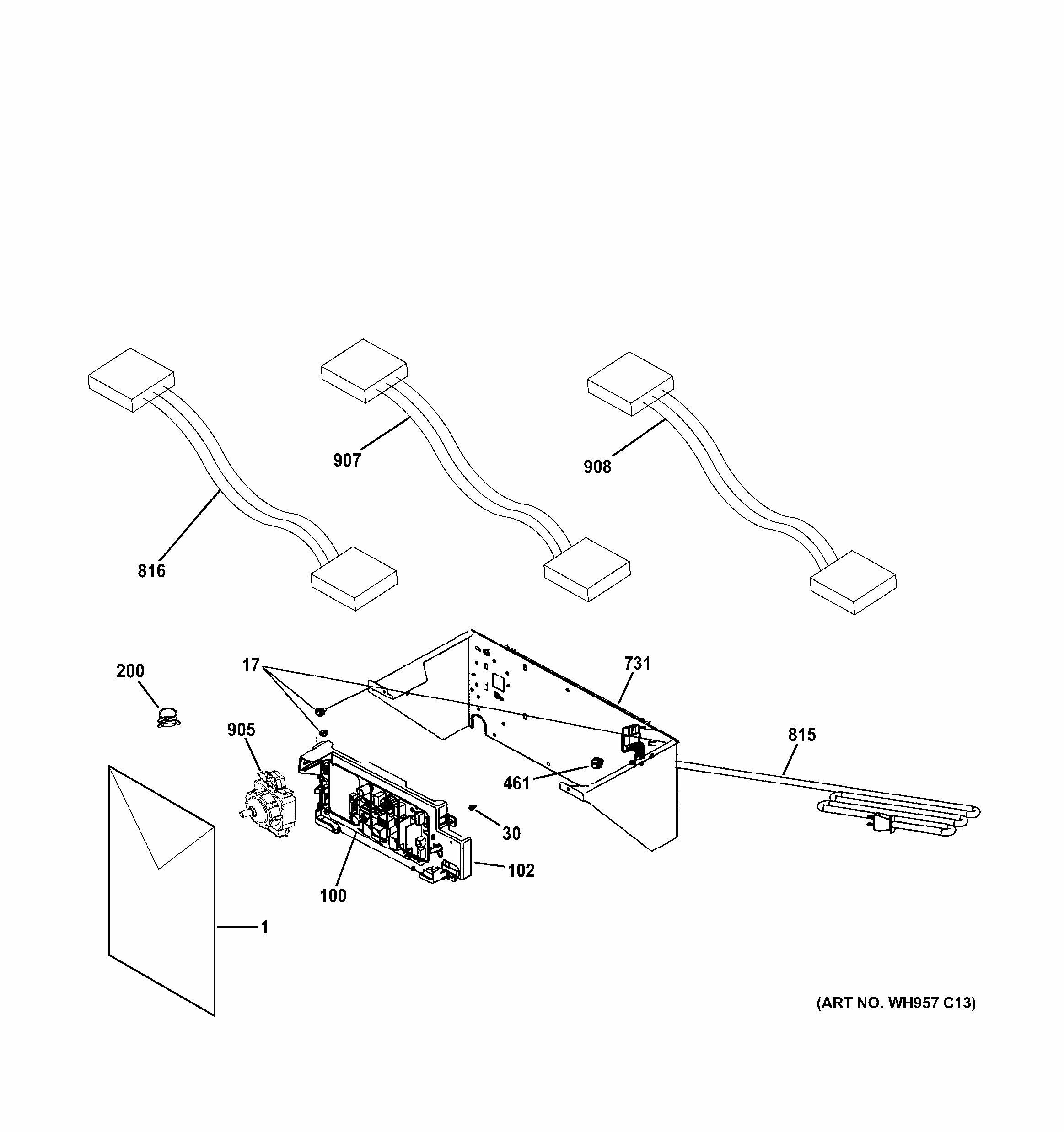 Controls Diagram and Parts List for 2671532413  Kenmore Washer Dryer Combo