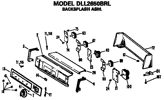 Backsplash Dll2650brl Only Diagram and Parts List for DLL1550BRL  Hotpoint Dryer