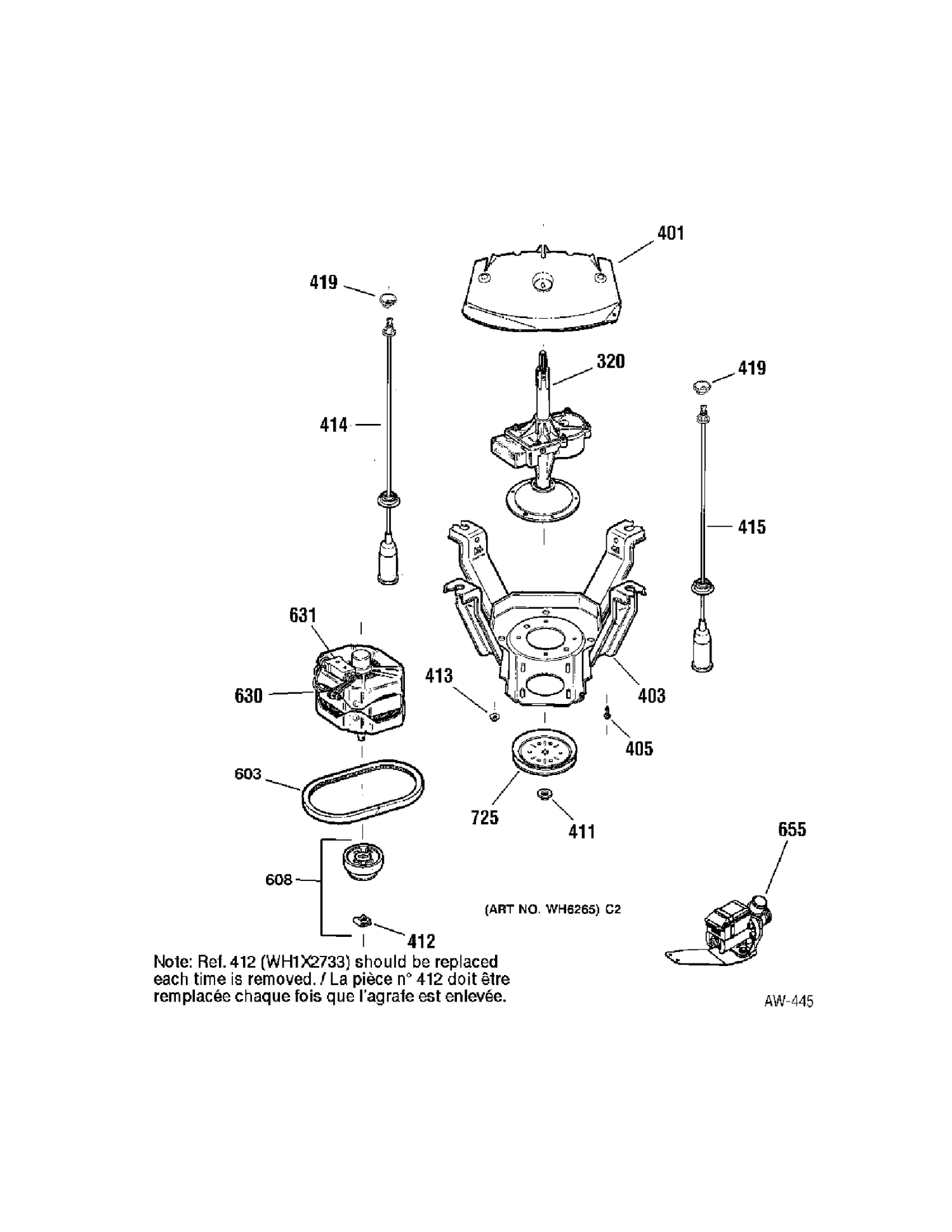 SUSPENSION Diagram and Parts List for CCXR1060B0WW  General Electric Washer