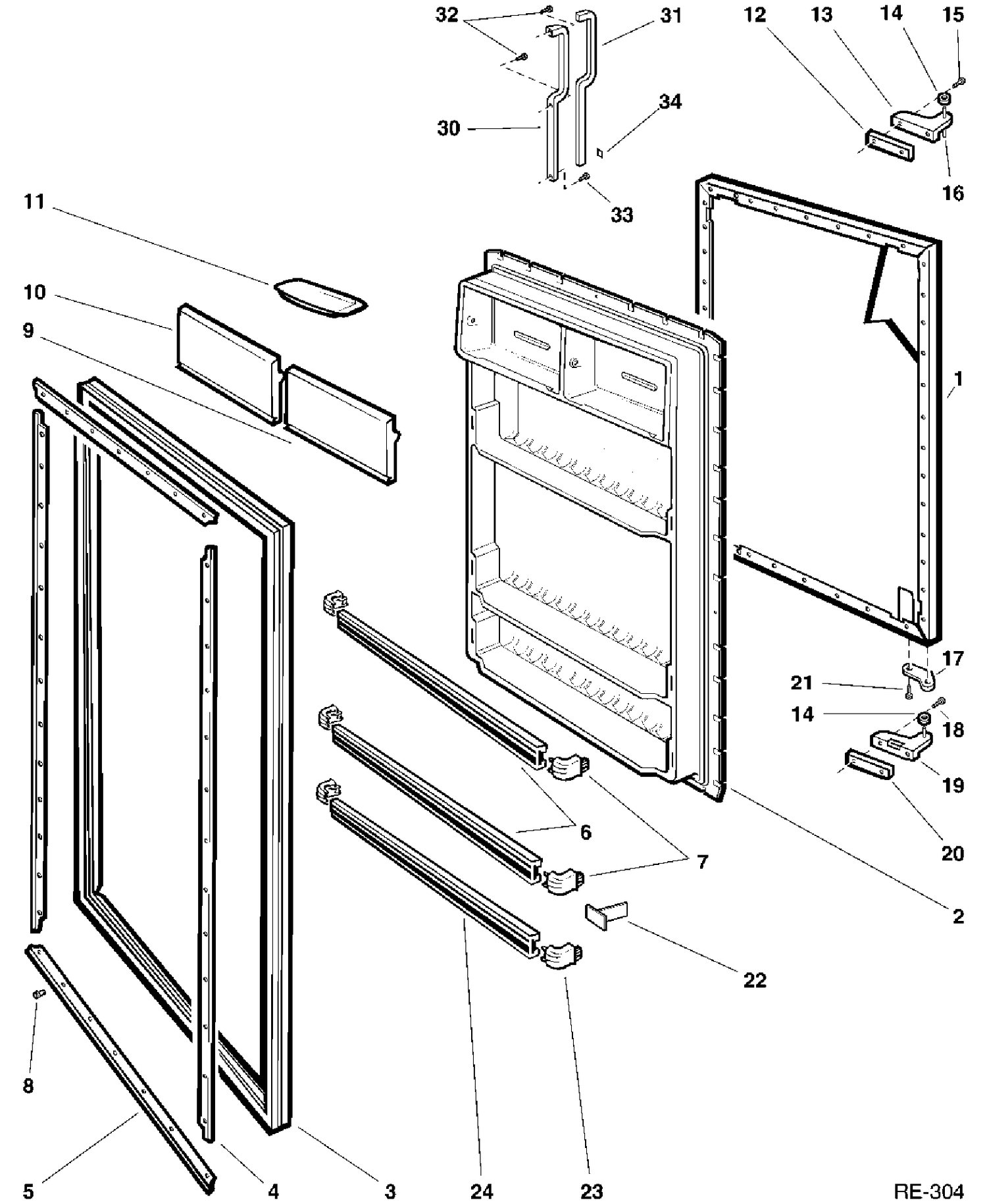REFRIGERATOR DOOR Diagram and Parts List for L18JHRR-1  General Electric Refrigerator
