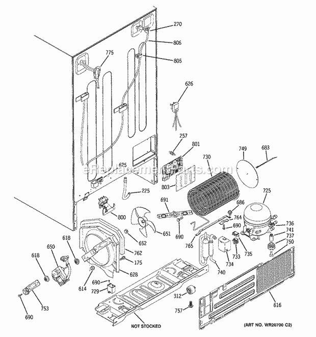SEALED SYSTEM & MOTHER BOARD Diagram and Parts List for PSHS6PGZBESS  General Electric Refrigerator