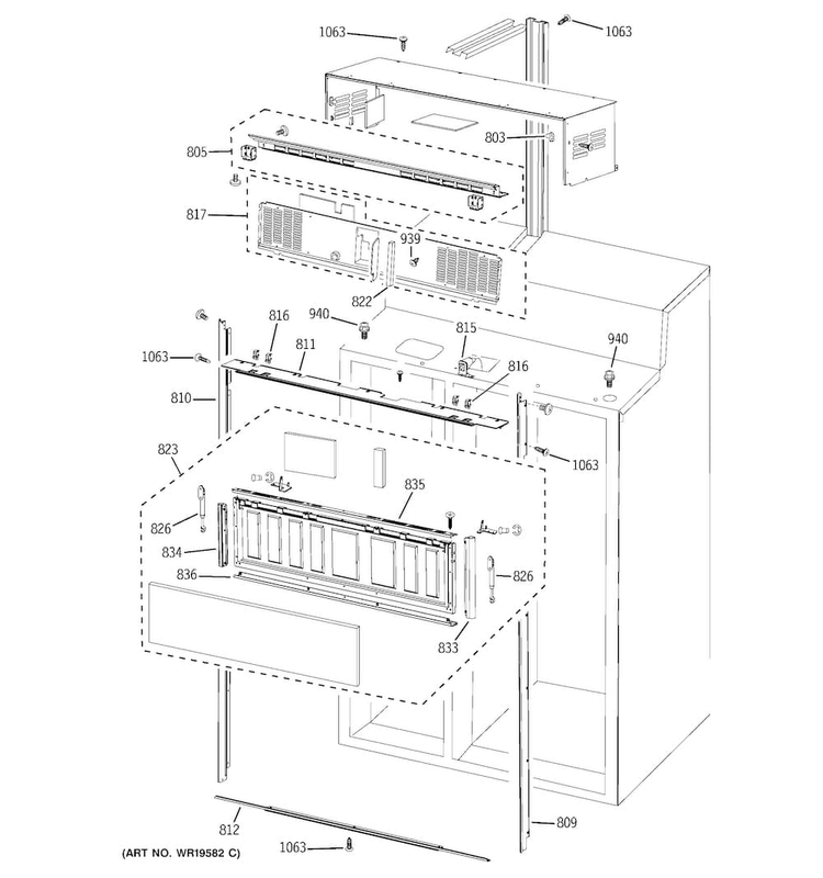 Cabinet Parts Diagram and Parts List for PSB42LGRWV  General Electric Refrigerator