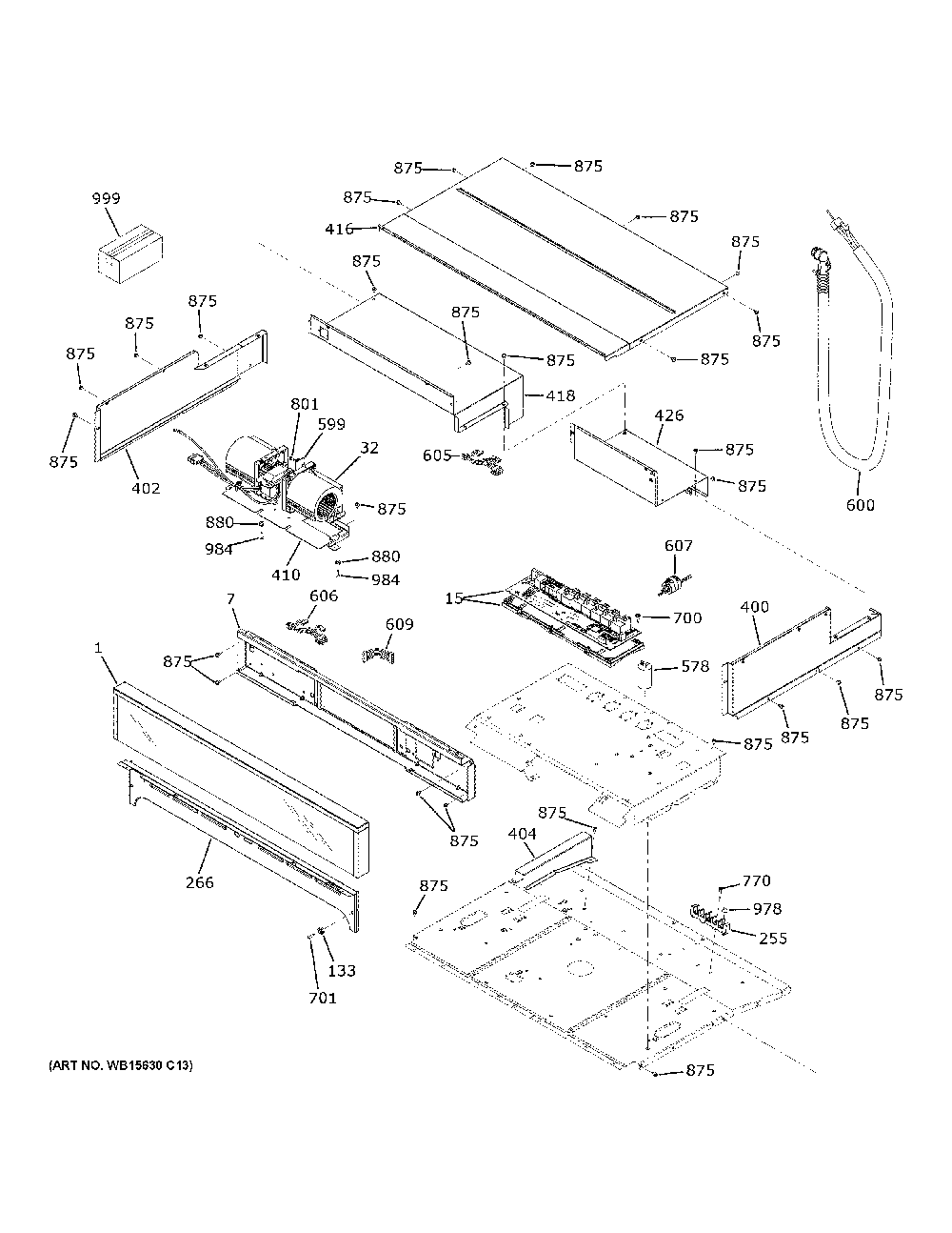 Control Panel Diagram and Parts List for ZTS90DSSN2SS  General Electric Range