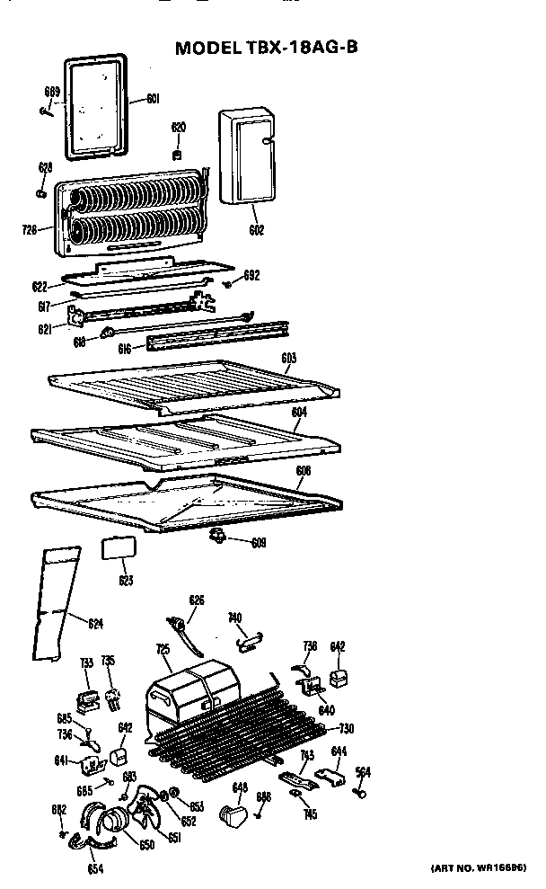 Unit Parts Diagram and Parts List for TBX18AGB  General Electric Refrigerator