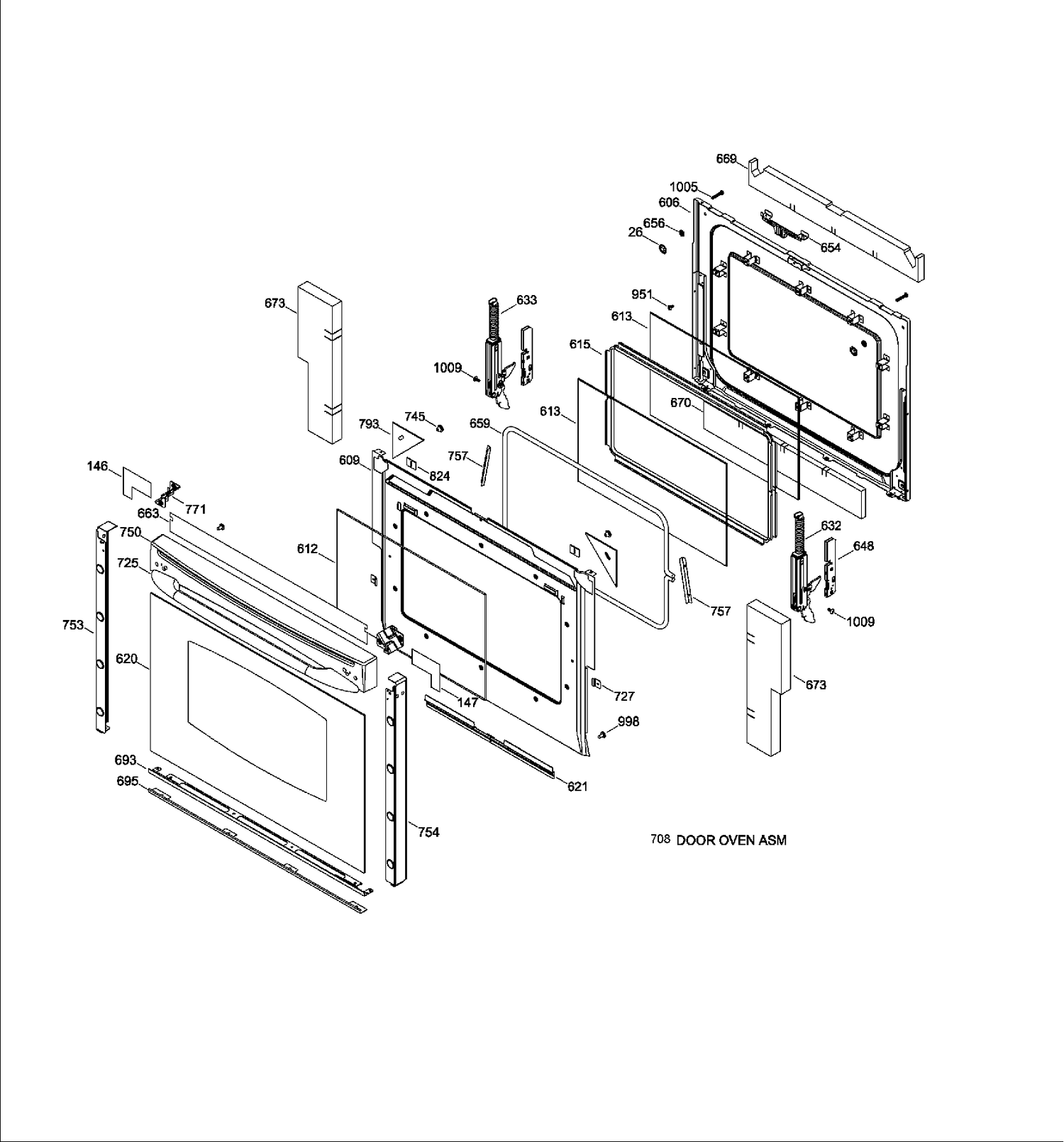 DOOR PARTS Diagram and Parts List for PC2B930DET1BB  General Electric Range