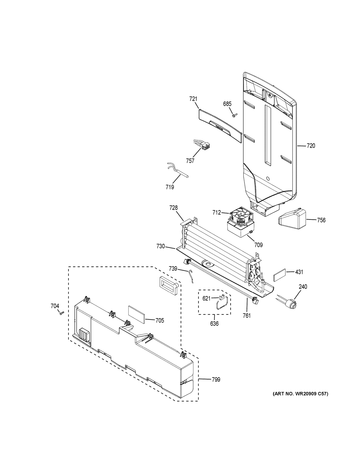 FRESH FOOD SECTION Diagram and Parts List for GFE26GSKGSS  General Electric Refrigerator
