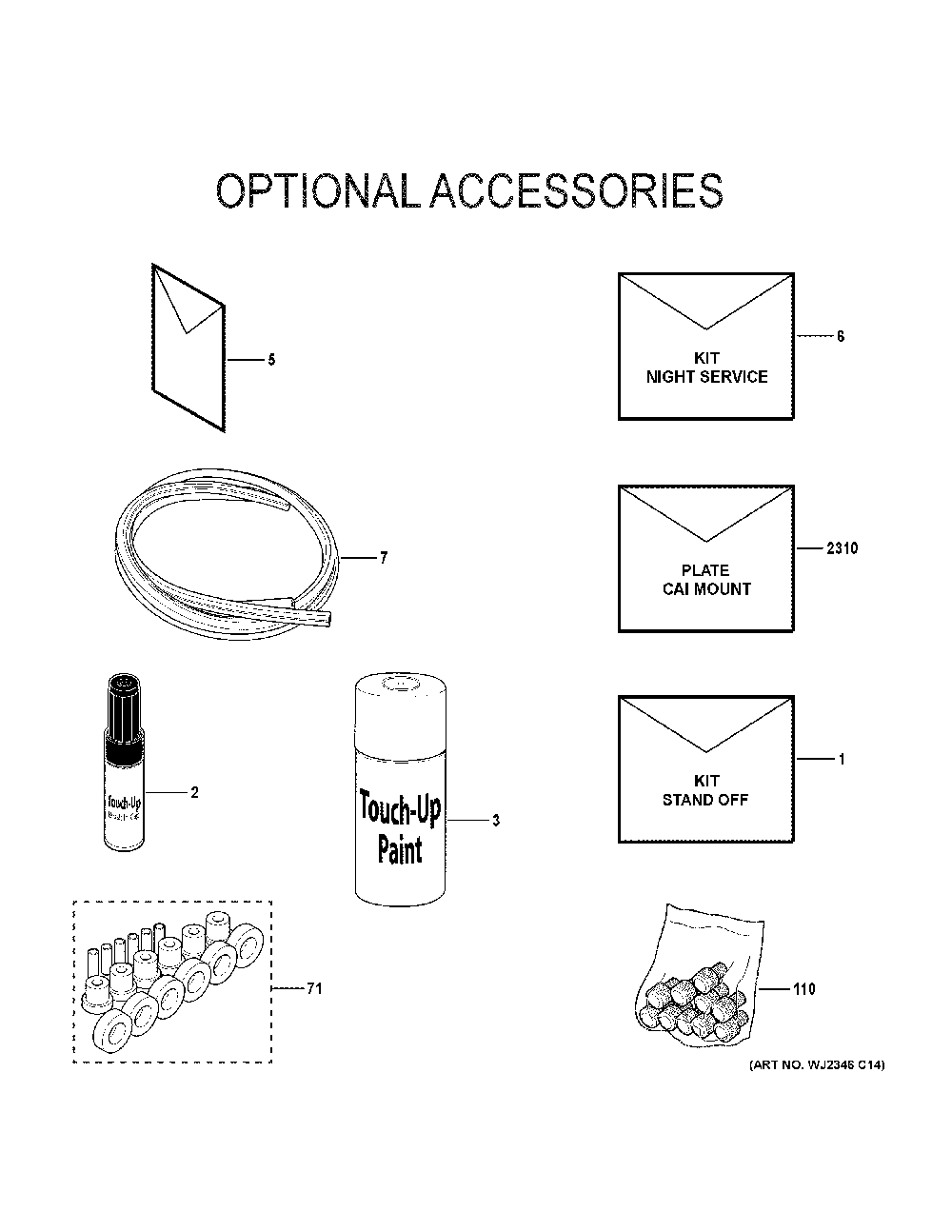 Optional Accessories Diagram and Parts List for NF80L045S3A51  General Electric Furnace