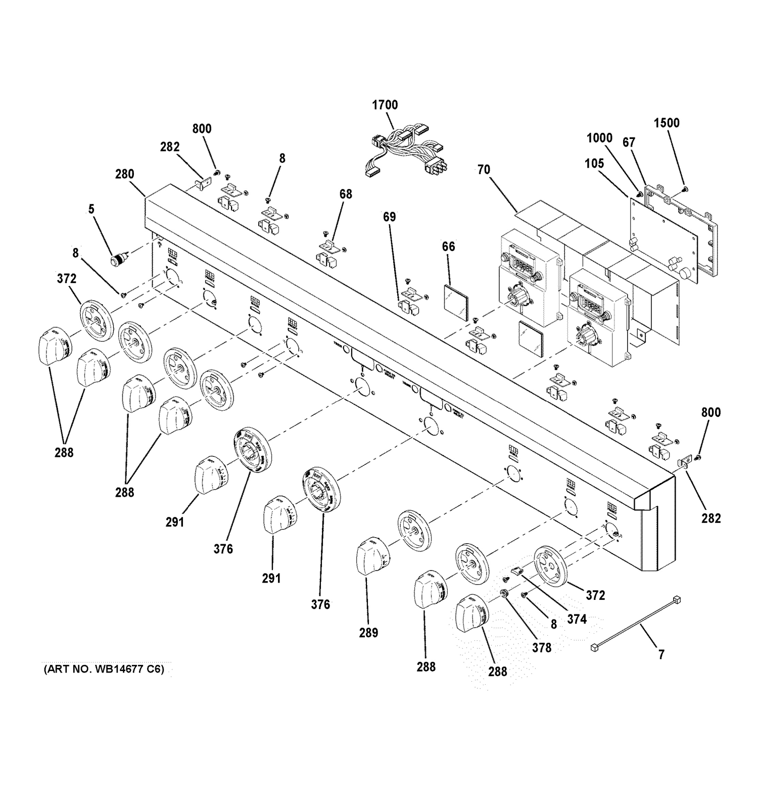 CONTROL PANEL Diagram and Parts List for ZGP486LRR4SS  General Electric Range