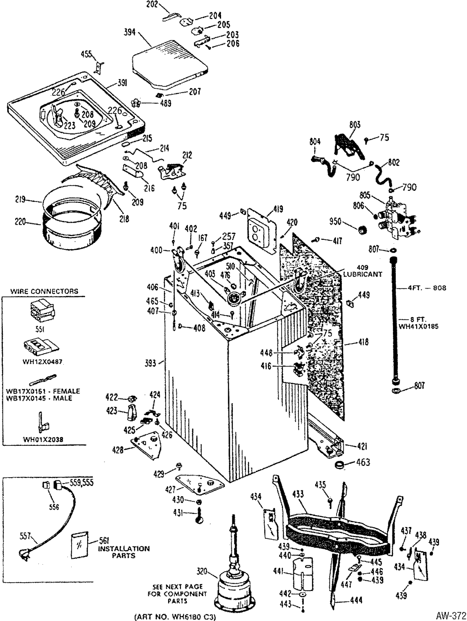 CABINET Diagram and Parts List for GWL3080RBL  General Electric Washer