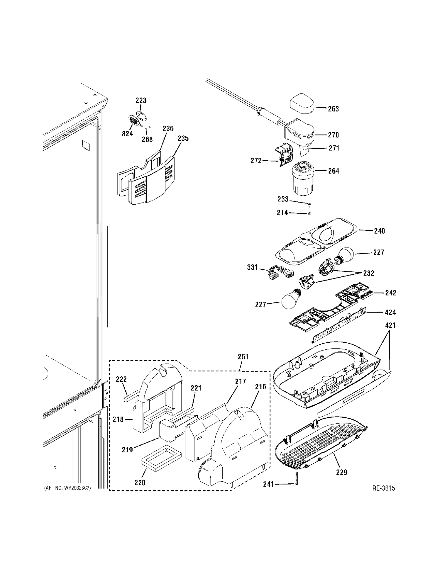 FF SECTION Diagram and Parts List for PFCF1NFZCSS  General Electric Refrigerator