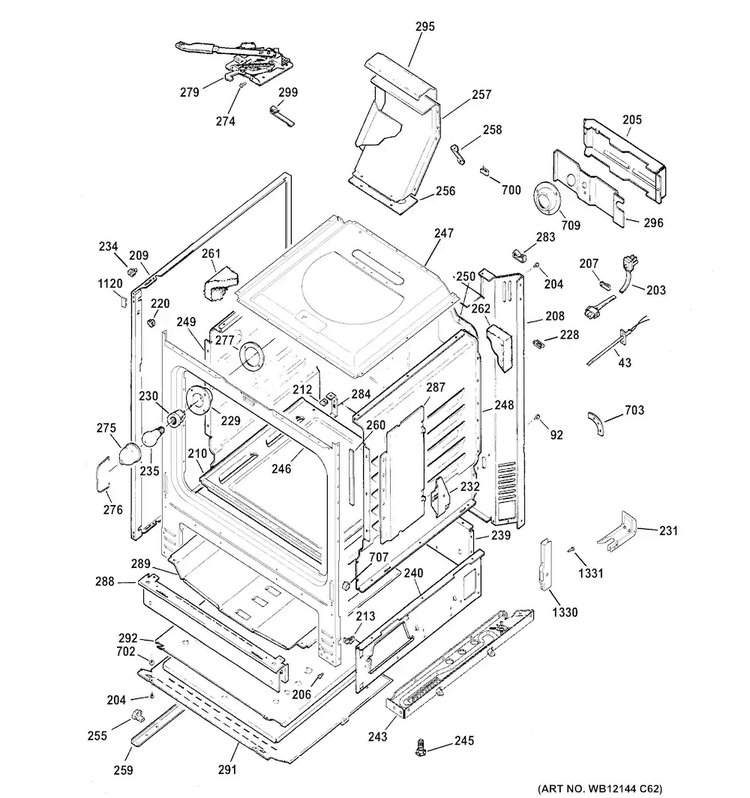 Body Parts Diagram and Parts List for RGB745DEP6CT  Hotpoint Range