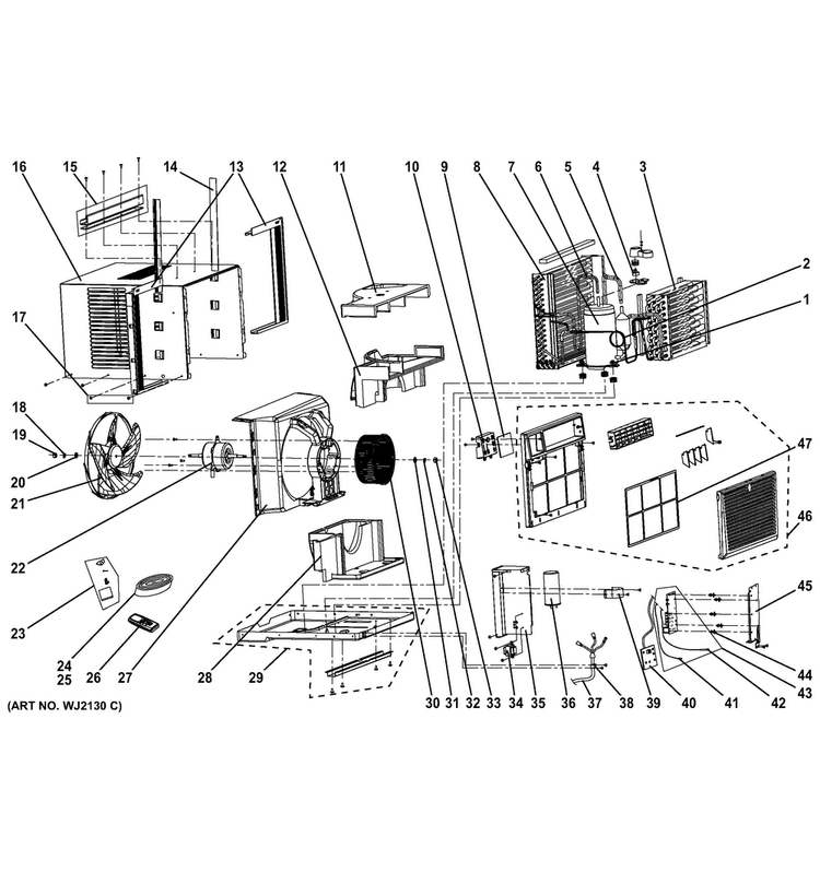 Room Air Conditioner Diagram and Parts List for AEM10ATH1  General Electric Air Conditioner