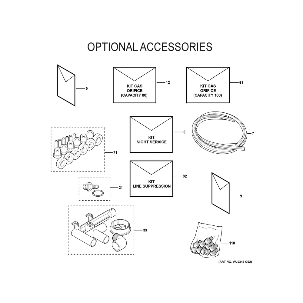 Optional Accessories 2 Diagram and Parts List for NF98U090M3C01  General Electric Furnace