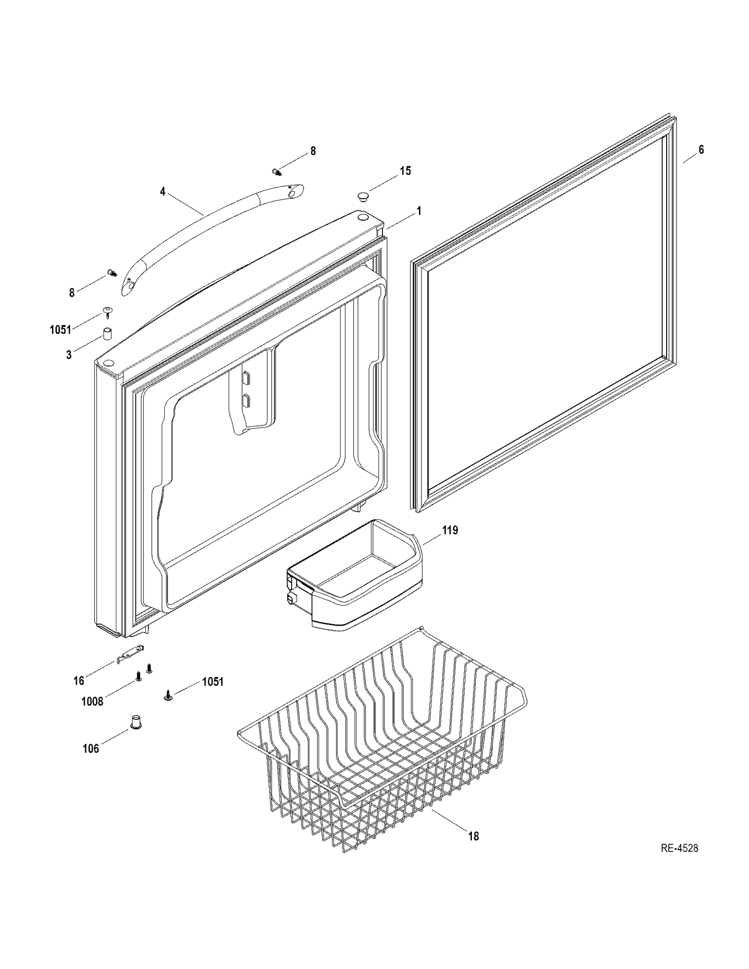 FZ DOOR Diagram and Parts List for GBRS0HBXCRSS  General Electric Refrigerator