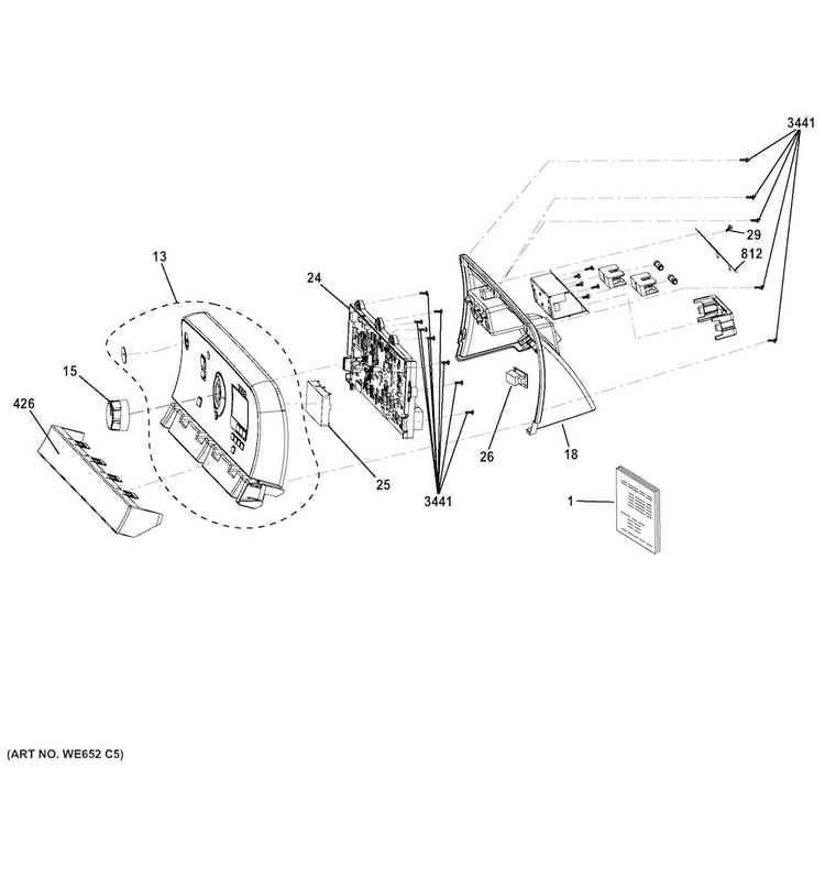 Control Panel Diagram and Parts List for GTDS855ED1MC  General Electric Dryer