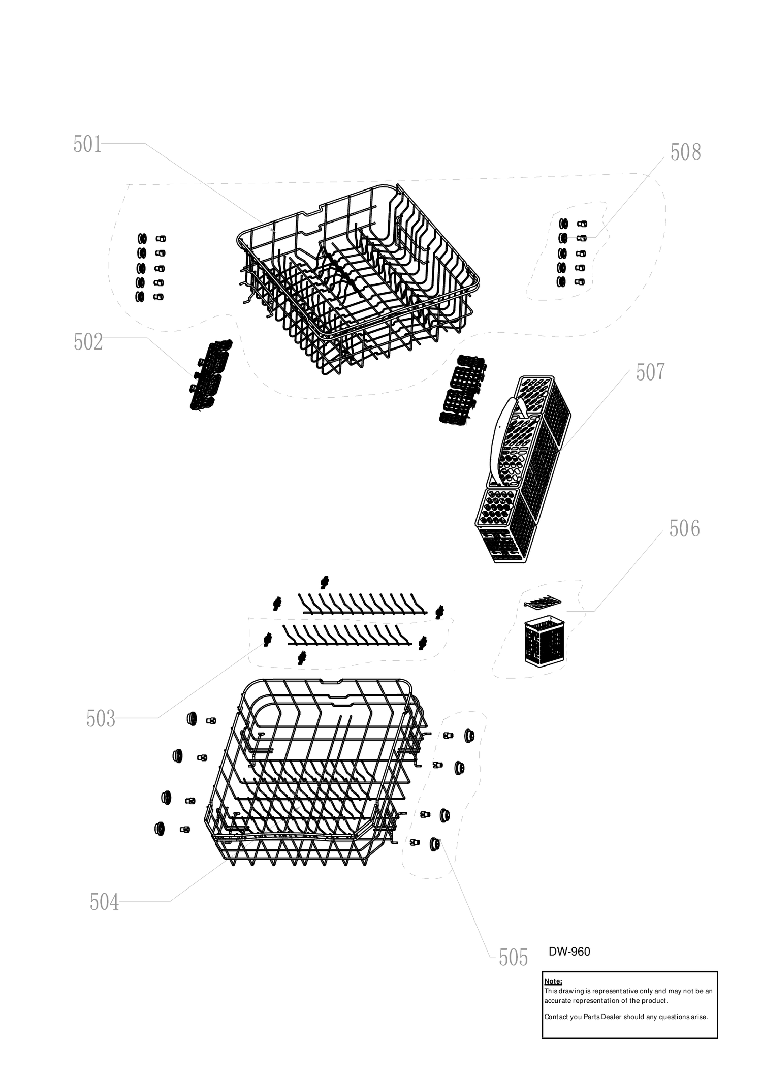 RACK ASM Diagram and Parts List for GDF630SGF0BB  General Electric Dishwasher