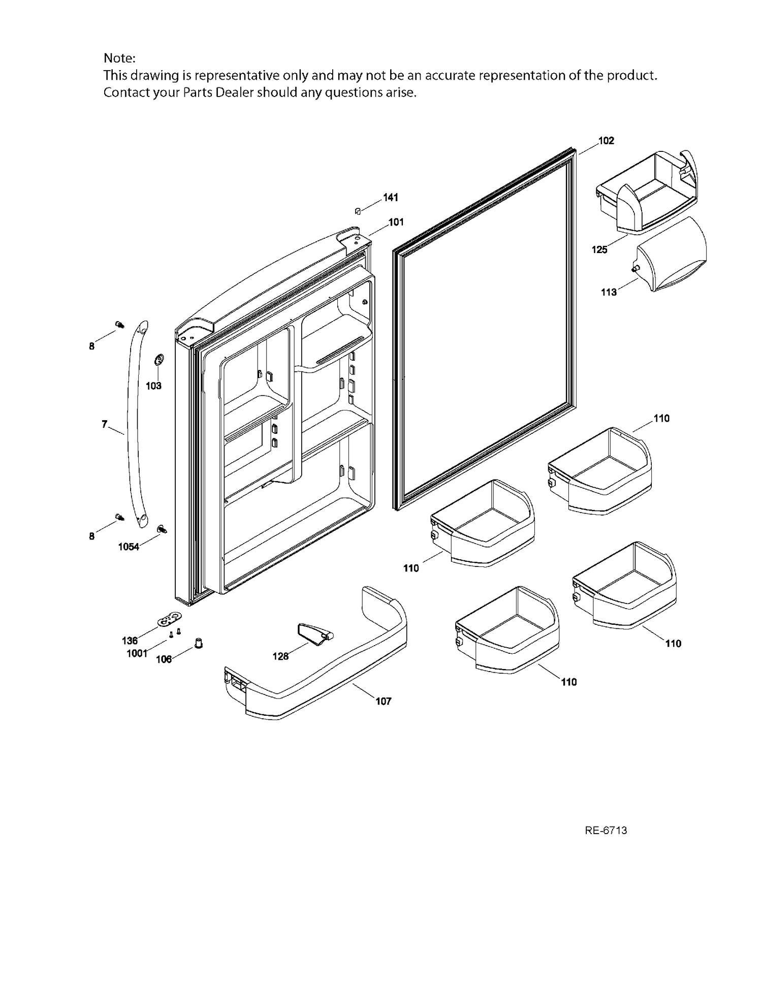 FF DOOR Diagram and Parts List for GDRC0KBXARBB  General Electric Refrigerator