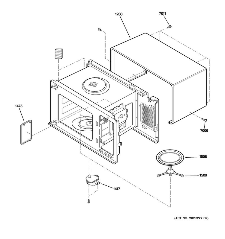 Oven Cavity Parts Diagram and Parts List for JES2051DN3BB  General Electric Microwave