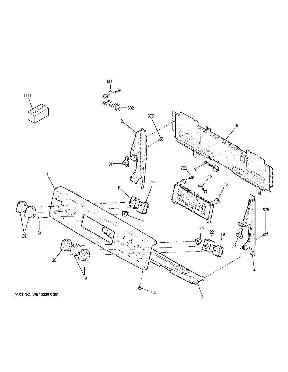 Control panel Diagram and Parts List for JB860EJAES  General Electric Range