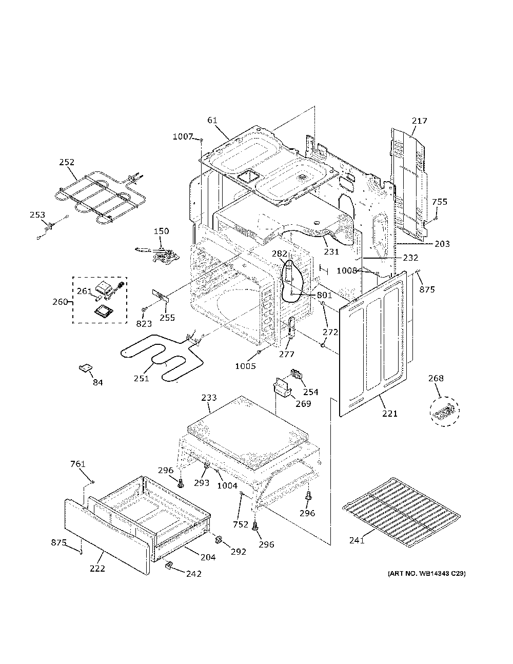 Body Parts Diagram and Parts List for JB258RM4SS  General Electric Range