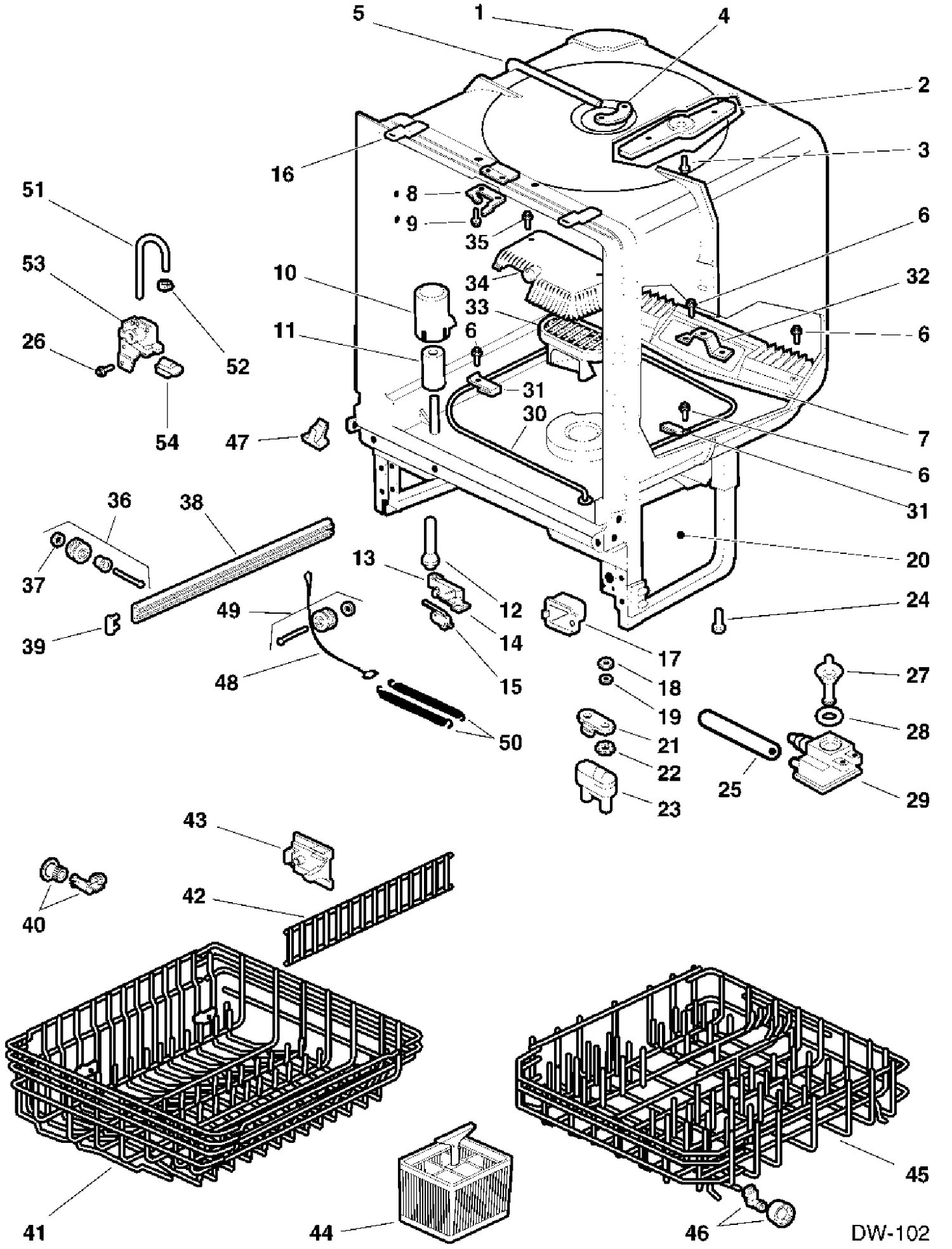 CABINET Diagram and Parts List for 40325119  General Electric Dishwasher
