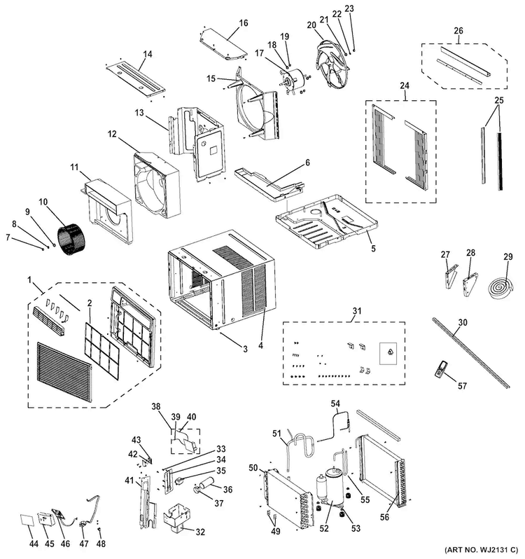 Room Air Conditioner Diagram and Parts List for AEH18DTL1  General Electric Air Conditioner